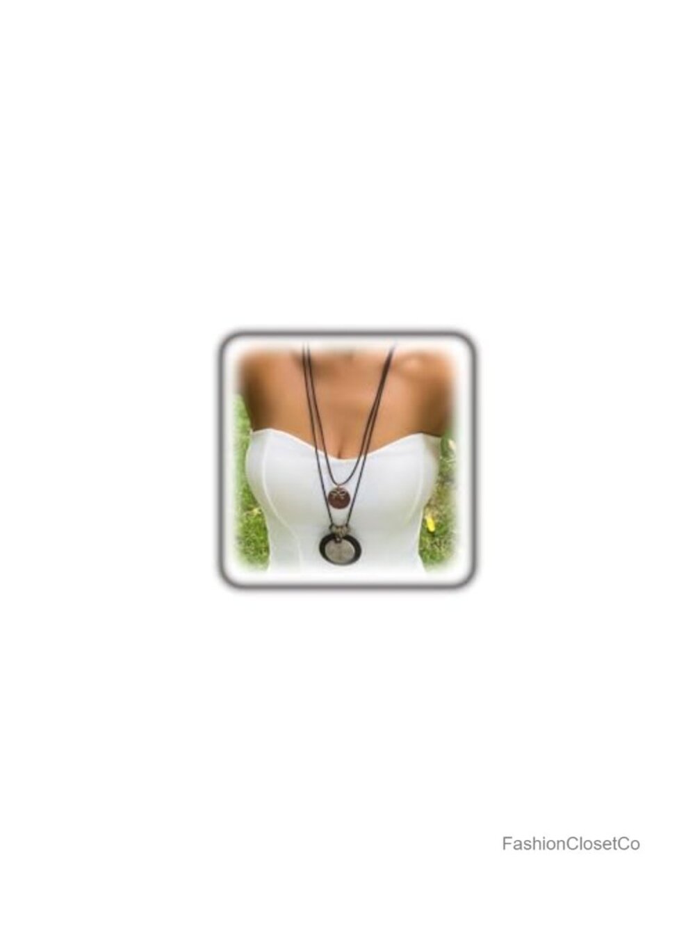 Boho Leather Cord Wooden Disc Pendant Choker Adjustable Necklace Jewelry Gift